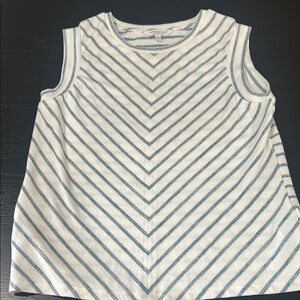 Chevron Striped Sleeveless Top - Blue and White